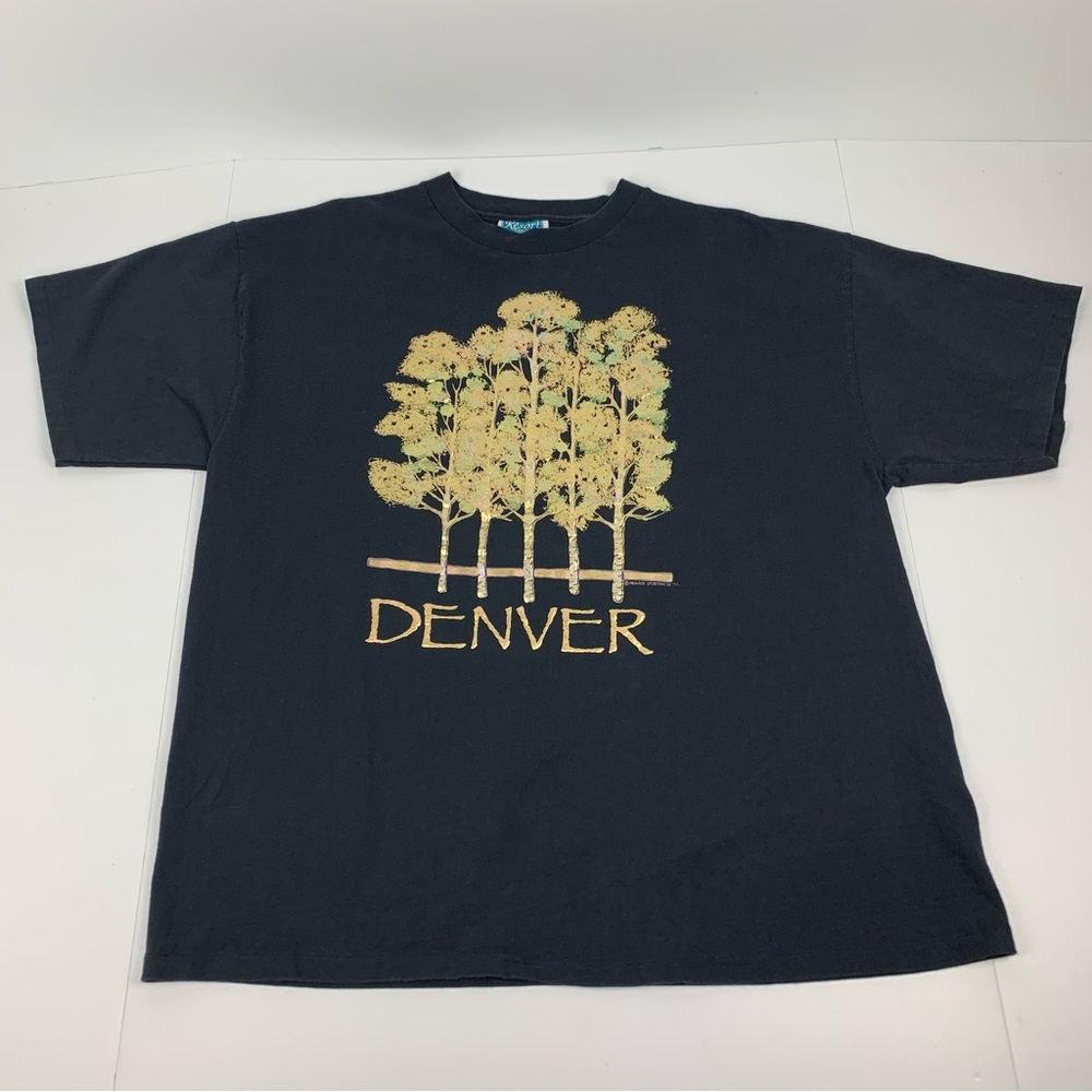 Vintage Denver Colorado Tee Resort Images Single Stitch Black T-Shirt Size XL